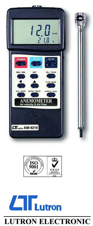 mini vane, air flow, air velocity ANEMOMETER Model AM-4216 Lutron Taiwan